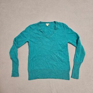 Halogen Cashmere Sweater Women's Small V Neck Long Sleeve Teal Green small‎
